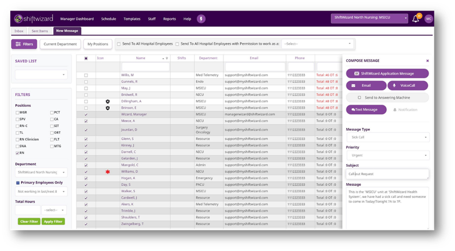 ShiftWizard Communication Center